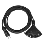 Elektrimaterjalid // Elektri laiendid, Pikendusjuhtmete, hajutuste ja UK ja USA adapterite komplekt // Przedłużacz budowlany x3 przew&oacute;d w oponie gumowej