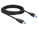 Cable | USB A plug,USB B plug | gold-plated | 3m | black | Cu | 5Gbps