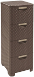 CURVER Rattan 209906 Storage Unit with 4 &times; 14 L Drawers, Dark Brown