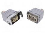 Connector: HDC | male + female | C146 | PIN: 6 | 6+PE | size E6 | straight