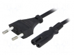 Cable | CEE 7/16 (C) plug,IEC C7 female | 1.5m | Sockets: 1 | black