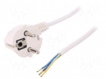 Cable | SCHUKO plug,CEE 7/7 (E/F) plug angled,wires | 4m | white