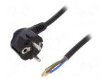 Cable | SCHUKO plug,CEE 7/7 (E/F) plug angled,wires | 1.8m | black
