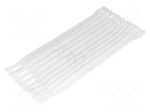Velcro tie | L: 200mm | W: 12.5mm | white | 10pcs | &Oslash;max: 60mm | -20&divide;75&deg;C