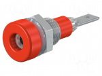 Socket | 2mm banana | 10A | 23mm | red | Mounting: soldered,on panel