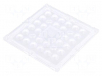 LED lens | square | Mat: PMMA plexiglass | transparent | H: 9.5mm