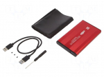 Hard discs housing: 2,5" | SATA III,USB 3.0 | aluminium | PnP | red