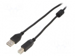 Cable | USB 2.0 | USB A plug,USB B plug | gold-plated | 4.5m | black