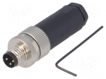 Connector: M8 | male | PIN: 3 | 60V | IP67 | straight | unshielded | plug