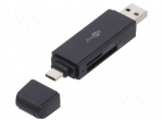 Card reader: memory | USB A plug,USB C plug | USB 3.0 | PnP | black