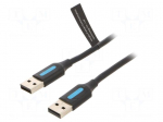 Cable | USB 2.0 | USB A plug,both sides | nickel plated | 3m | black