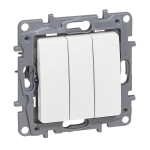 One-way switch Niloe - 3-gang - 10 AX - 250 V - screw terminals - white