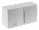 BETA block surface switch + socket with grounding and cover white IP44