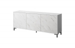 MARMO 3D chest of drawers 200x45x80,5 cm white matt/marble white