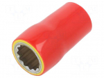 Insulated,socket spanner | 15mm | 3/8" | Socket bit length: 45mm