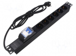 Plug socket strip: supply | Sockets: 6 | 230VAC | 16A | black | 2m | IP20