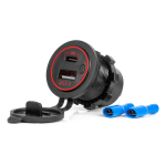 Auto- ja mootorrattatooted, elektroonika, navigatsioon, CB raadio // Auto elektroonikakomponendid : Installatsioonikaablid : Kaitsealused : &Uuml;hendused // Ładowarka samochodowa z gniazdami usb wodoodporna usb + usb-c qc3.0 12v 24v amio-04221