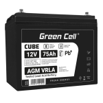 Green Cell CUBE AGM IP54 12V 75Ah VRLA Battery Gel deep cycle powerchair photovoltaic leisure battery campervan