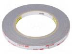 Tape: fixing | W: 9mm | L: 5m | Thk: 1.1mm | acrylic | grey | 93&deg;C,max.149&deg;C