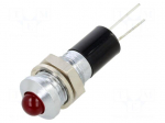 Indicator: LED | prominent | red | 24VDC | &Oslash;8mm | for PCB | brass