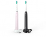 Philips Sonicare 3100 Series HX3675/15 2-pack Electric Toothbrush, Black, Sugar Rose