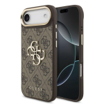 Back panel cover Guess Apple iPhone Air PU Leather 4G Metal Logo Gold Frame Case Brown