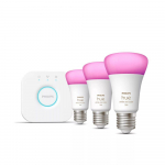 Philips Hue WCA 9W A60 E27 spuldze 3 gab + Bridge 929002468811 8719514291515