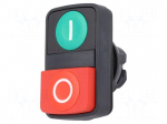 Switch: double | Stabl.pos: 1 | 22mm | green/red | Illumin: none | IP66
