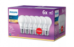PHILIPS LED 75W A60 E27 Silti balta 2700K matēta 6 gab spuldze 8720169324671 929003818091