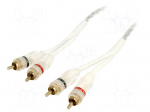 Cable | for amplifier | RCA socket x2,both sides | 5m | white