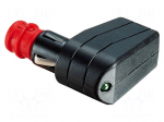 Cigarette lighter plug | screw terminal | 7.5A | Sup.volt: 12&divide;24VDC