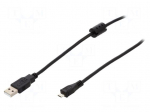 Cable | USB 2.0 | USB A plug,USB B micro plug | 2m | black | 480Mbps