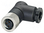 Connector: M8 | PIN: 3 | 4A | 48V | IP67 | angled | unshielded | plug