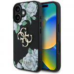 Case Guess Grained Roses Big 4G logo for iPhone 16 / black