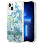 Guess GUHCP14SLFLSN Hardcase Flower Liquid Glitter for iPhone 14 / 15 / 13 6.1" / green