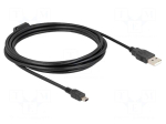 Cable | USB 2.0 | USB A plug,USB B mini plug | 3m | black | 480Mbps