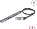DeLOCK 64273 USB 3.2 Gen 1 (3.1 Gen 1) Type-C jaoturid ja kontsentraatorid 5000 Mbit/s Grey