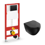 Vento 5 in 1 komplekt - Hiiglaslik WC SC kaanega must, sisseehitatud raam 500X165mm, h=1125 mm, mustnupp, kinnitused, tihend