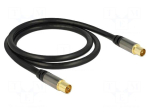 Cable | 1m | coaxial 9.5mm socket,coaxial 9.5mm plug | black | 75&Omega;