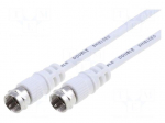 Cable | 15m | F plug,both sides | shielded, twofold | white