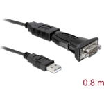 DeLOCK USB 2.0 Adapter, USB-A Stecker > Seriell RS-232 Stecker (Black, inkl. 80cm Verl&auml;ngerungskabel)
