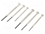 Kit: screwdrivers | Pcs: 6 | precision | Phillips,slot | Package: box