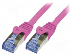 Patch cord | S/FTP | 6a | stranded | Cu | LSZH | pink | 10m | 26AWG