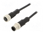 Cable: for sensors/automation | PIN: 4 | M12-M12 | 1m | plug | plug | 250V