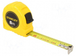Measuring tape | L: 8m | Width: 25mm | plastic | Class: II | yellow