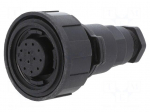 Connector: circular | plug | female | PIN: 12 | w/o contacts | IP68