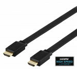 Cable DELTACO Flat High Speed with Ethernet HDMI, 4K UHD, 1m, black / HDMI-1010F-K / R00100002