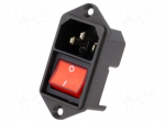 Connector: AC supply | socket | male | 10A | 250VAC | C14 (E) | KEB2