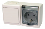 BETA block surface switch + socket with grounding and transparent cover white IP44