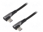 Cable | USB 2.0 | USB C angled plug,both sides | 0.5m | black | 100W